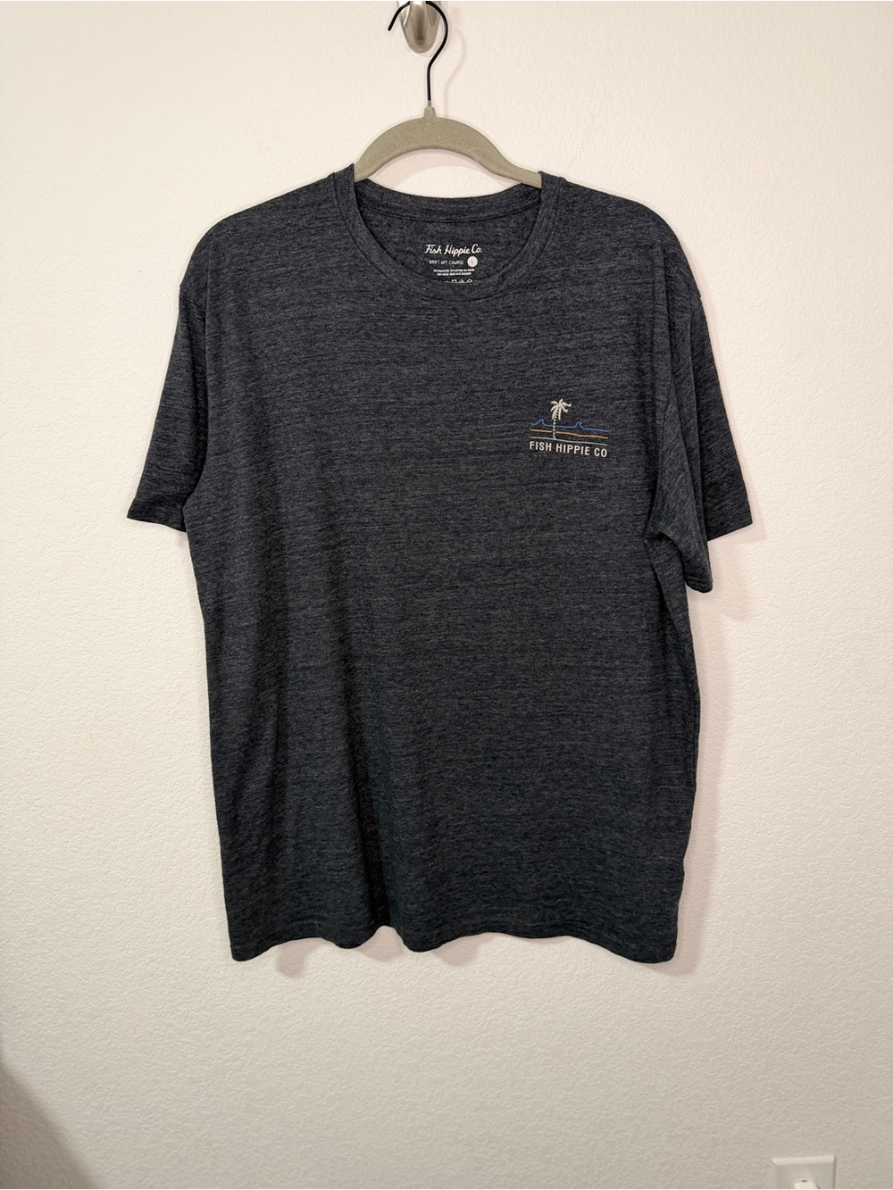 Fish Hippie Co. Charcoal Heather Short Sleeve Logo Tee - Men's Casual Crew